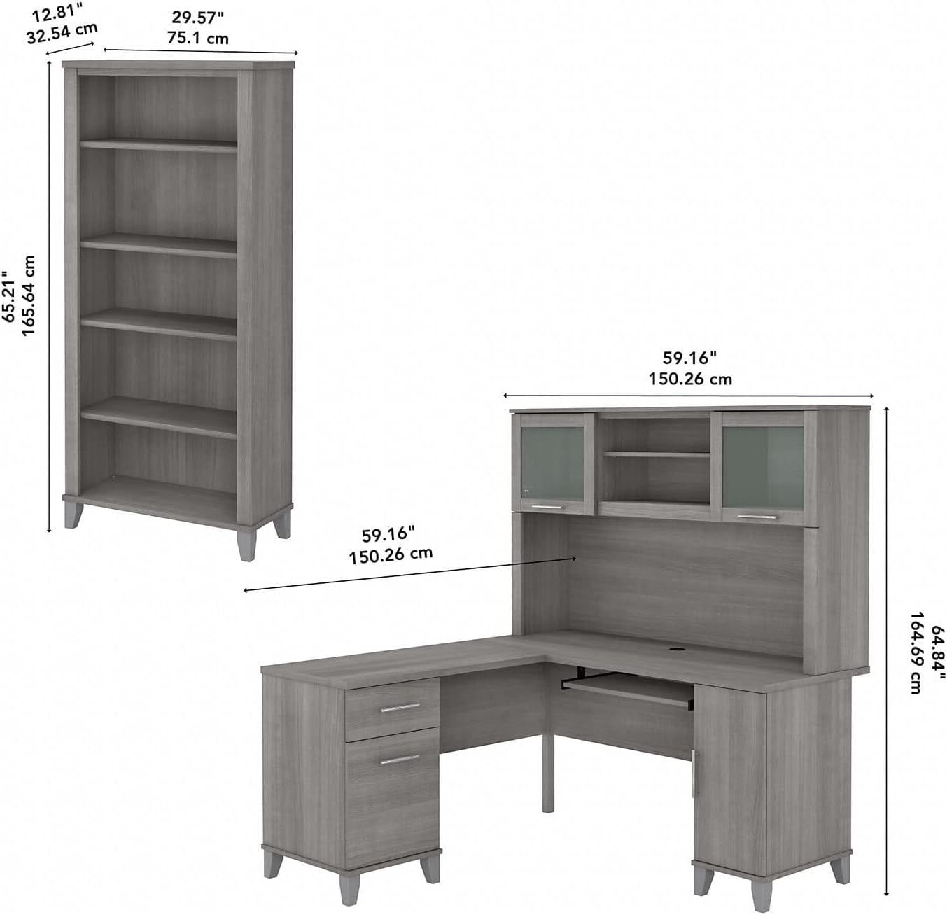 Bush Furniture Somerset 60W L Shaped Desk with Hutch Furniture Home & Kitchen Home Office Desks Home Office Furniture