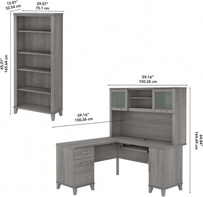 Bush Furniture Somerset 60W L Shaped Desk with Hutch Furniture Home & Kitchen Home Office Desks Home Office Furniture