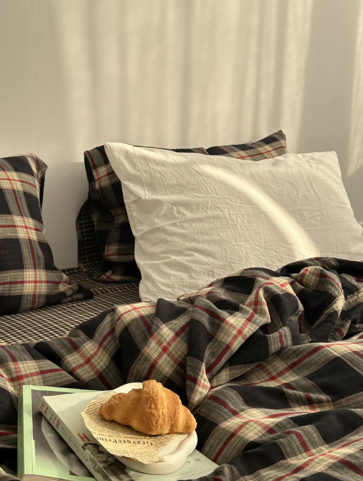 Textured Tartan Plaid & Gingham Washed Cotton Bedding Set