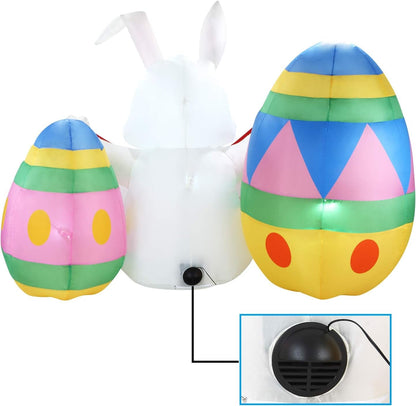 Joiedomi 6 FT Easter Inflatable Bunny & Eggs, Blow up Easter Decoration with Build-In LED Lights for Easter Party, Indoor, Outdoor, Yard, Garden, Lawn Décor Inflatable Yard Decorations Lawn & Garden Outdoor Décor Outdoor Holiday Decorations Patio