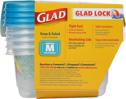 Glad Series Food Storage Containers, 4 Count | Strong and Durable Food Storage Food Containers for Everyday Use | Use to Store Meals, Snacks, and Desserts Container Sets Food Containers Food Storage Home & Kitchen Kitchen & Dining Storage & Organization