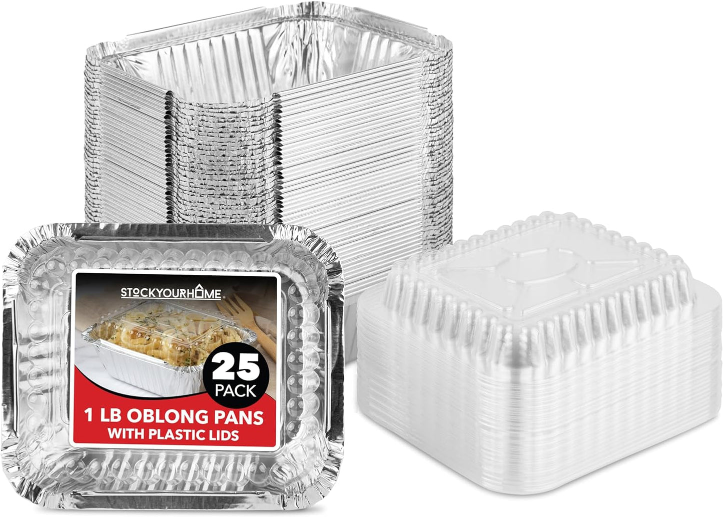 Small Aluminum Pans Take Out Containers (50 Pack) 50 Foil Oblong Pans and 50 Cardboard Lids - 1 Lb Tin Pans - Disposable Food Storage Containers for Cooking, Baking and Meal Prep Cookware Disposable Cookware Home & Kitchen Kitchen & Dining