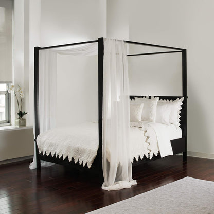 ROYALE LINENS Canopy Bed Scarf, White Sheer, for All Bed Sizes Bedding Bedding Accessories Home & Kitchen