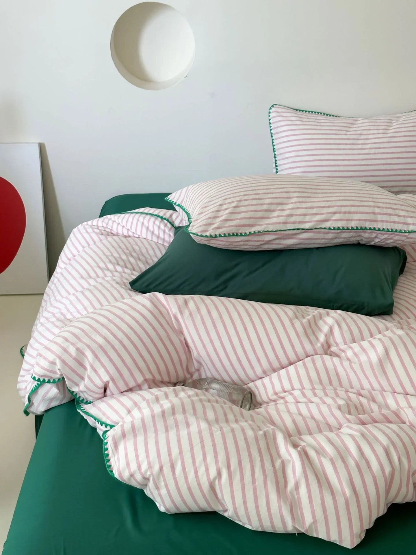 Soft Scalloped Striped Cotton Bedding Set