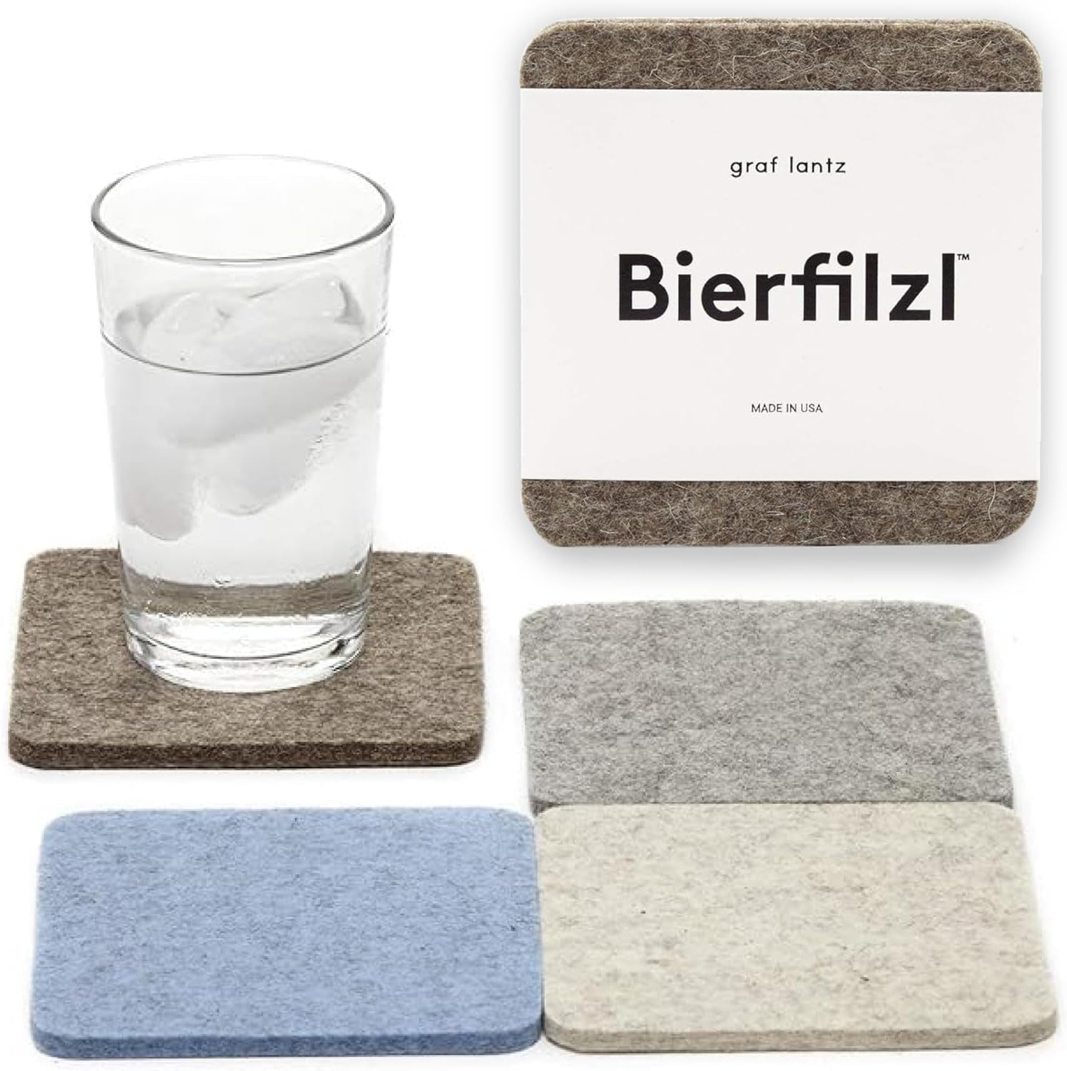 Graf Lantz - Bierfilzl Felt Coasters - Square - 100% Merino Wool - Moisture Wicking - Heat Resistant - Sustainable - Home Decor - Housewarming Gift - 4 Coaster Set - 4" X 4" X 5 Mm - Forest Bar Tools Bar Tools & Drinkware Coasters Dining & Entertaining Home & Kitchen Kitchen & Dining