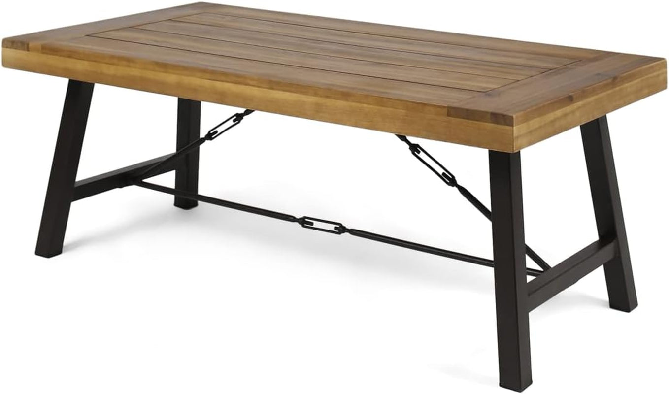 Christopher Knight Home Catriona Outdoor Acacia Wood Coffee Table, Teak Finish / Rustic Metal Brown and Black Coffee Tables Lawn & Garden Patio Patio Furniture & Accessories Tables