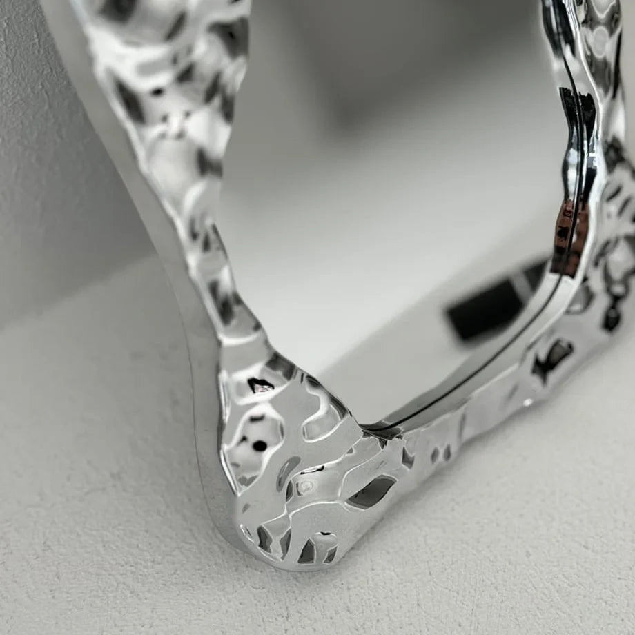 Molten Irregular Chrome Desktop Mirror