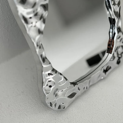 Molten Irregular Chrome Desktop Mirror