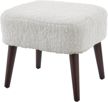 Ball & Cast Upholstered Ottoman Stool Modern Velvet Vanity Stool Footrest with Metal Legs, Teal Furniture Home & Kitchen Living Room Furniture Ottomans