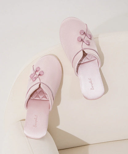 Silky Floral Knot Cotton Sateen House Slippers