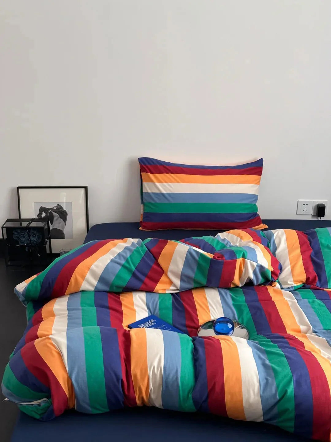 Soft Bold Rainbow Stripe Cotton Bedding Set