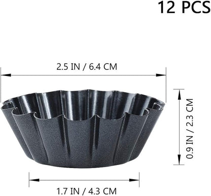 Healeved 12 Packs Size 2.6 X 0.9Inch Egg Tart Mini Tart Pans Pie Tin Tartlet Pan,Mini Cupcake Cookie Pudding Muffin Baking Cups Cooking Molds for Pies, Desserts, Quiche P Bakeware Home & Kitchen Kitchen & Dining Pie Tart & Quiche Pans Tart Pans