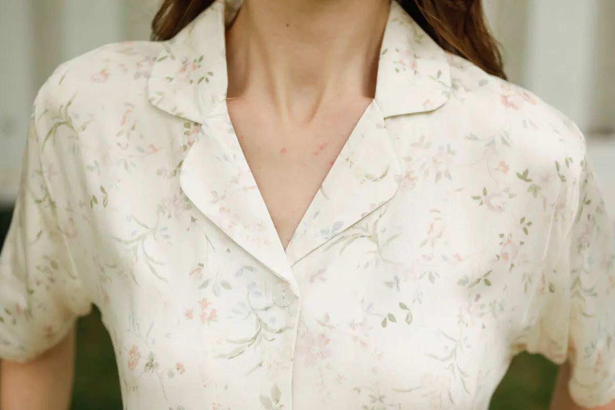 Silky Dainty Floral Cotton Sateen Pajama