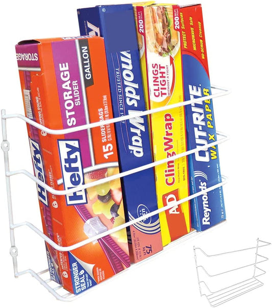 Evelots 2 Pack Plastic and Foil Wrap Organizer on Cabinet Door or Pantry Wall Rack - Sandwich, Freezer, Food Bag Storage Organizer - Bathroom Laundry Supplies, Kitchen Organization and Storage Home & Kitchen Kitchen & Dining Kitchen Storage & Organization Accessories Storage & Organization