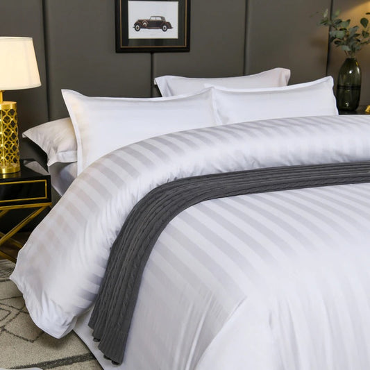 Amara Luxury Hotel Stripe Cotton Bedding Set