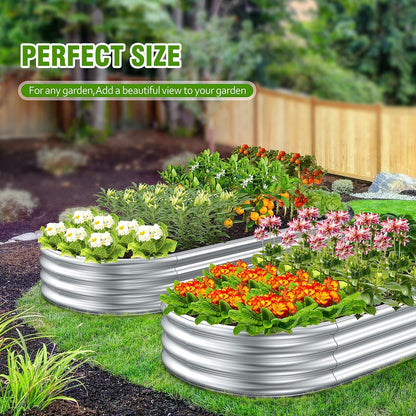 2 Pcs 9 X 3 X 1 FT Galvanized Steel Raised Garden Bed, Large Galvanized Steel Outdoor Planter Box for for Easy to DIY and Clean - Raised Garden Beds Outdoor for Backyards, Terraces and Balconies Gardening & Lawn Care Lawn & Garden Patio Planters & Container Accessories Pots Raised Beds