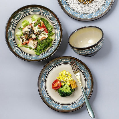 Royal Grandeur Embossed Ceramic Plates & Bowls Plates