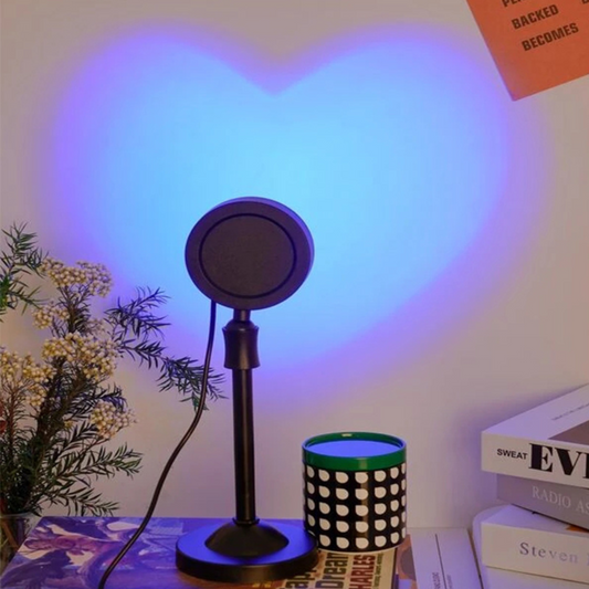 Lampe de coucher de soleil en forme de cœur