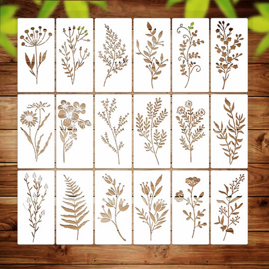 Botanical Stencils Templates (18 pcs)
