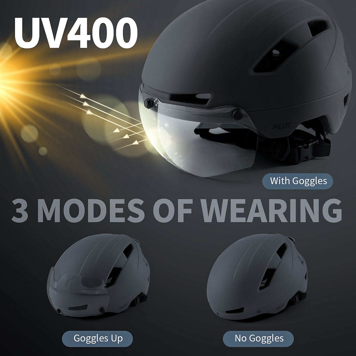 UV400 Lightweight Bicycle Helmets with LED Lights