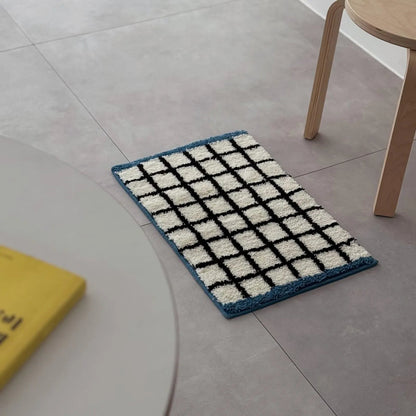 Plush Grid Checkered Tufted Accent Rug