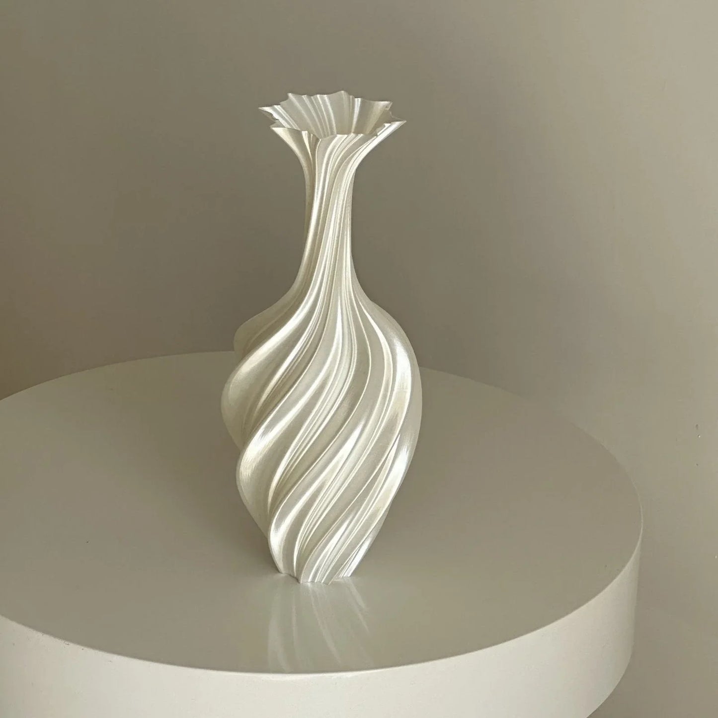 Sculptural Swirl Ribbed PLA Vase