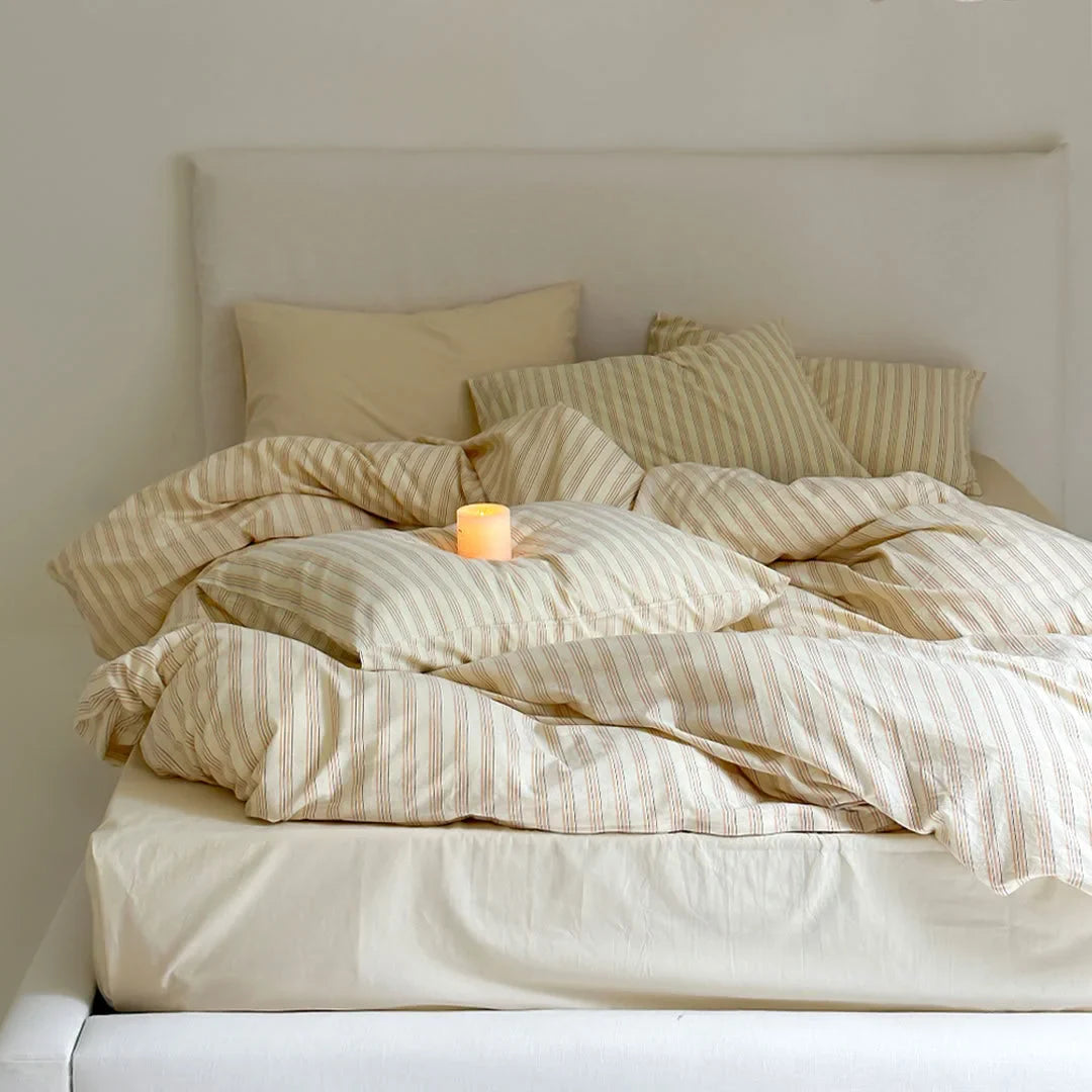 Ultra-Soft Pinstripe Washed Cotton Bedding Set