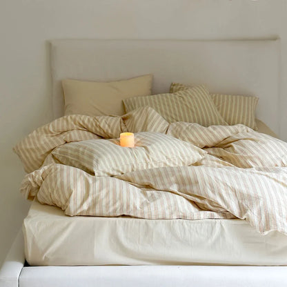 Ultra-Soft Pinstripe Washed Cotton Bedding Set