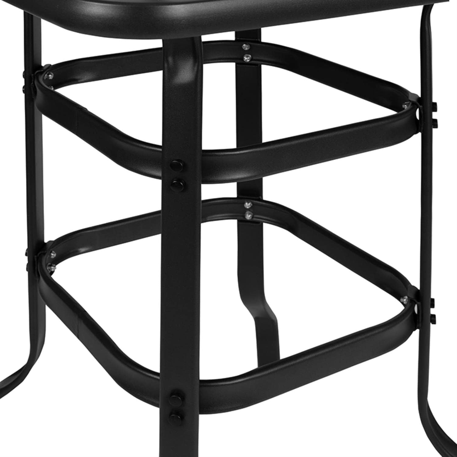 Flash Furniture Barker 27.5" Square Black Tempered Glass Bar Height Metal Patio Bar Table Bar Tables Lawn & Garden Patio Patio Furniture & Accessories Tables