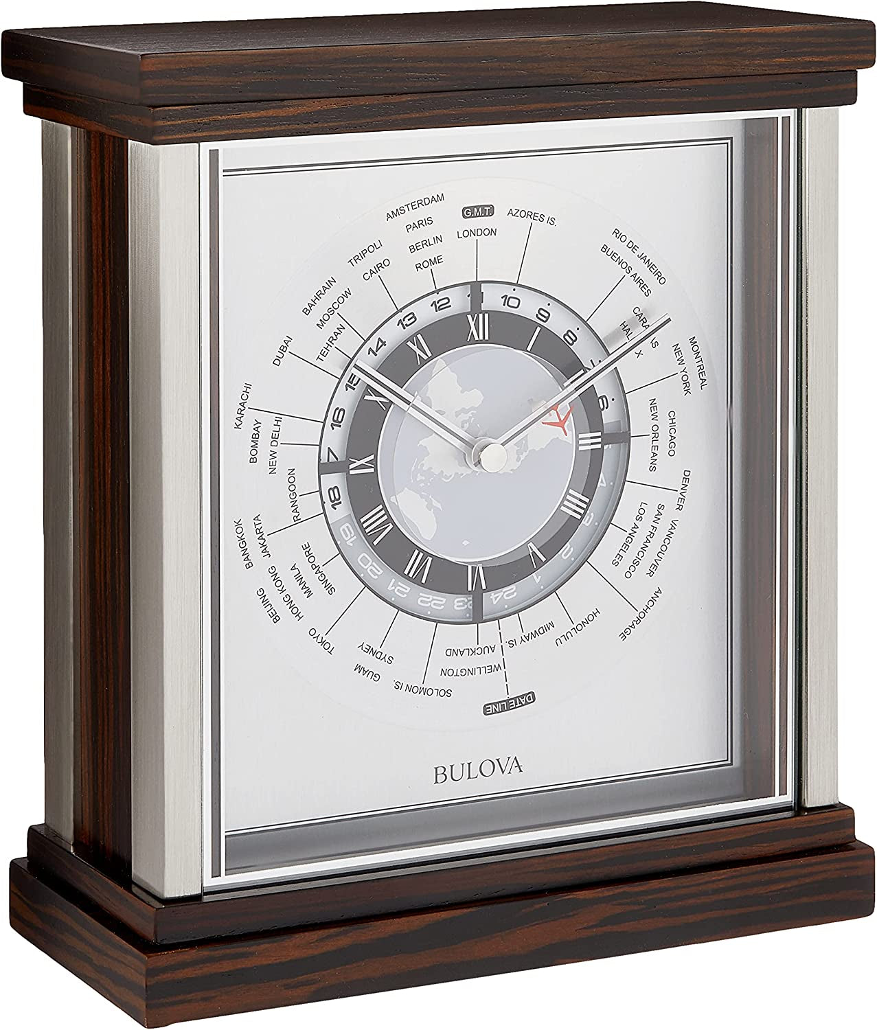 Bulova B2258 Wyndmere World Time Clock Clocks Desk & Shelf Clocks Home & Kitchen Home Décor Products