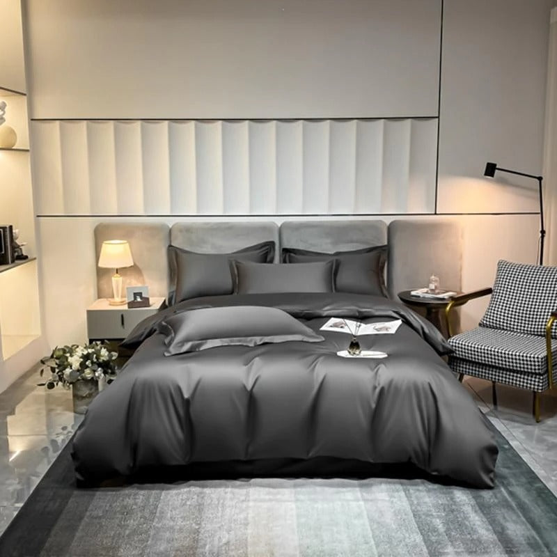 Neo Deep Grey Silky Cotton Bedding Set