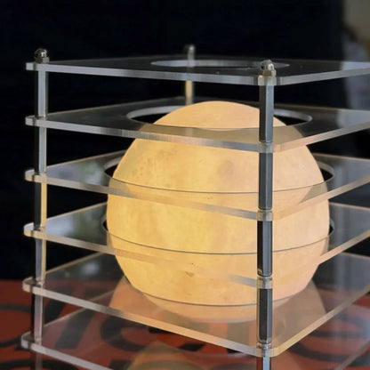 Textured Caged Resin Sphere Lamp