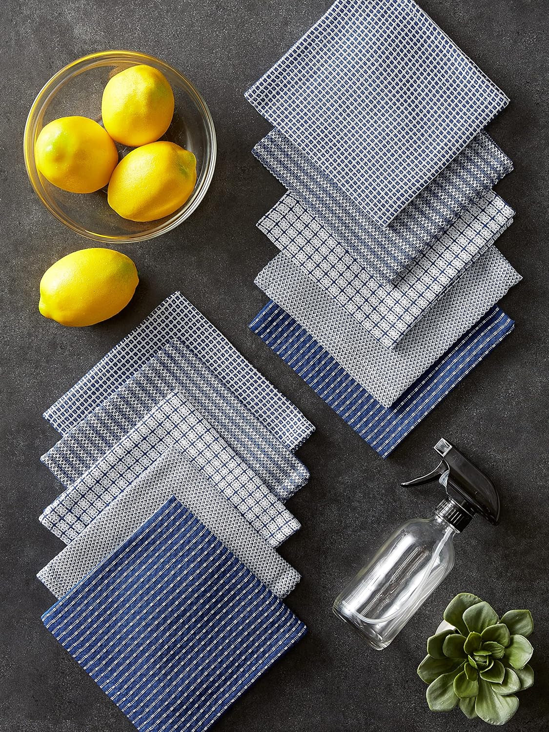 DII Ultra Absorbent, Everyday Cotton Kitchen Towels, Dishcloth Set, Assorted Blue, 5 Piece Dish Cloths & Dish Towels Home & Kitchen Kitchen & Dining Kitchen & Table Linens