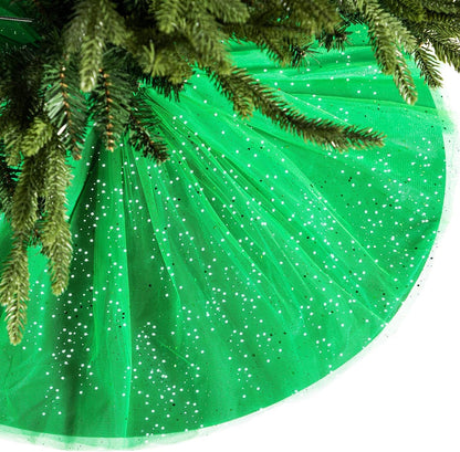 Christmas Tree Skirt Ruffle Glitter Shiny Xmas Tree Tulle Skirt Sequin Double Layers Xmas Trees round Mat for Christmas Valentine'S Day Party Decoration Indoor Outdoor (Rose Gold, 48 Inch) Home & Kitchen Seasonal Décor Tree Skirts