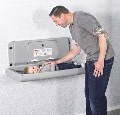 Foundations Ultra 200-EH Horizontal Wall-Mounted Baby Changing Station for Commercial Restrooms, High Density Polyethylene, Includes Safety Straps, Meets All Safety Standards, Made in the USA (Gray) Baby Products Changing & Dressing Changing Tables Furniture Nursery