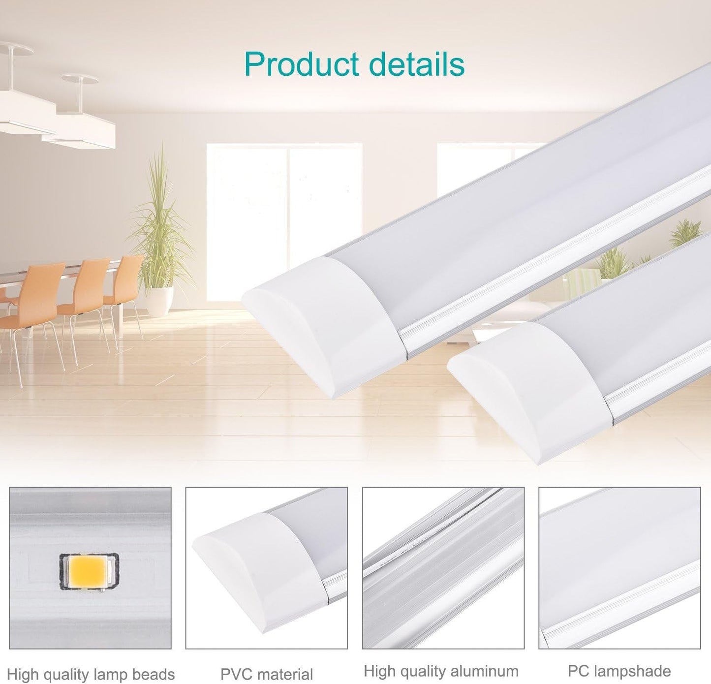 96 LED Closet Light, 24 Inch LED Strip Light, 20W LED Ceiling Light 2000Lm Light Bar 3000K Warm White under Cabinet Fixture Home under Cabinet LED Lighting for Office and Commercial AC85-265V Lighting & Ceiling Fans Tools & Home Improvement Under-Cabinet Lights Wall Lights