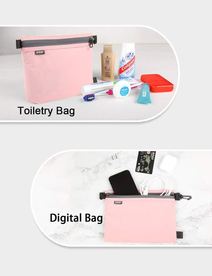 GOX Travel Toiletry Bag Carry on Zipper Pouch Cosmetic Kit Makeup Digital Bag Water Resistant Nylon (Pink) Bags & Cases Beauty & Personal Care Toiletry Bags Tools & Accessories