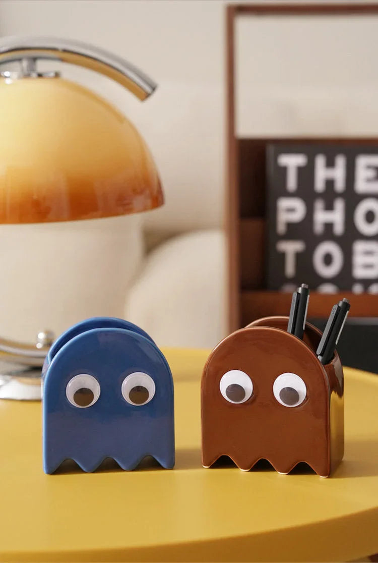 Glossy Retro Ghost Ceramic Pen Holder