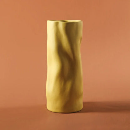 Ruched Frosted Ceramic Vase