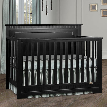 Morgan 5 in 1 Convertible Crib in Black, Greengaurd Gold Certified, Built of Sustainable New Zealand Pinewood Baby Products Cribs Furniture Infant & Toddler Beds Nursery