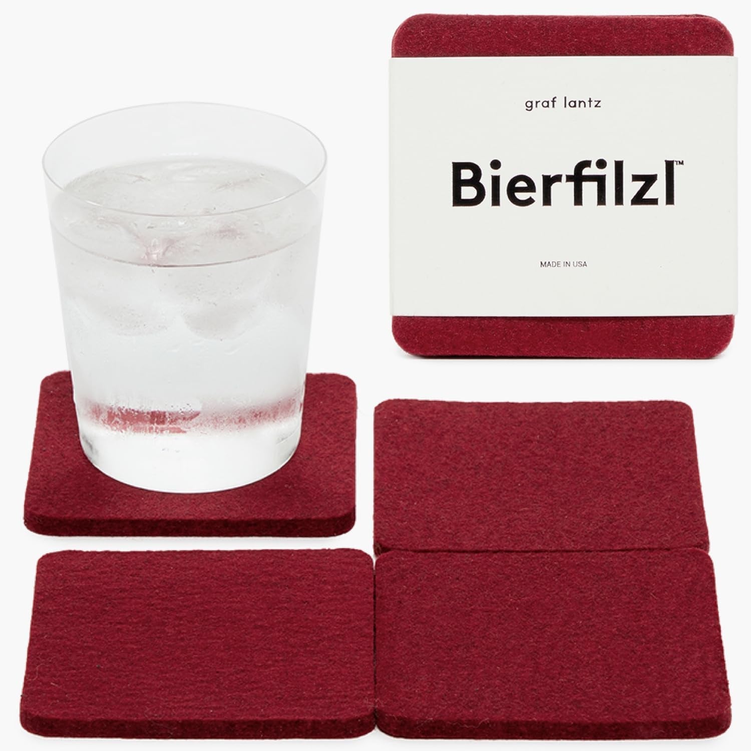 Graf Lantz - Bierfilzl Felt Coasters - Square - 100% Merino Wool - Moisture Wicking - Heat Resistant - Sustainable - Home Decor - Housewarming Gift - 4 Coaster Set - 4" X 4" X 5 Mm - Forest Bar Tools Bar Tools & Drinkware Coasters Dining & Entertaining Home & Kitchen Kitchen & Dining