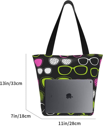 Antcreptson Eyeglasses Pop-Art Canvas Tote Bag for Women Travel Work Shopping Grocery Top Handle Purses Large Totes Reusable Handbags Cotton Shoulder Bags for Women Travel Work Shopping Grocery Home & Kitchen Kitchen & Dining Luggage & Bags Reusable Grocery Bags Shopping Totes Storage & Organization Travel & To-Go Food Containers