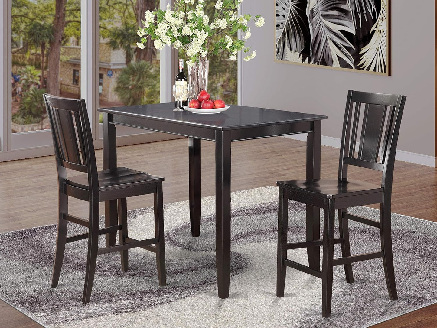 East West Furniture BUCK5-MAH-LC 5 Piece Counter Height Dining Table Set Includes a Rectangle Kitchen Table and 4 Faux Leather Dining Room Chairs, 30X48 Inch, Mahogany Dining Room Furniture Furniture Home & Kitchen Table & Chair Sets