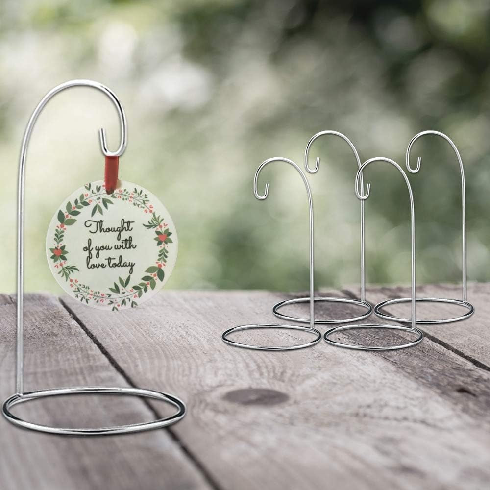 BANBERRY DESIGNS Ornament Display Stand - Set of 5 Silver Christmas Holders - Chrome Finished Metal 7-Inch Tall - Air Plant and Terrarium Stands Display Stands Hanging Hook Stands Home & Kitchen Home Décor Accents Home Décor Products