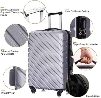 Apelila Hardshell Luggage ABS Luggages Sets with Spinner Wheels Hard Shell Spinner Carry on Suitcase(Silver, 4 PCS) Clothing Luggage Luggage & Travel Gear Luggage Sets Shoes & Jewelry