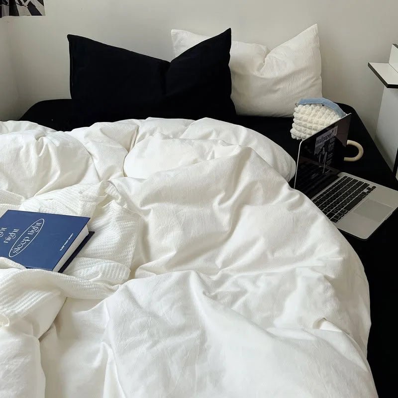 Soft Washed Solid Color Cotton Bedding Set