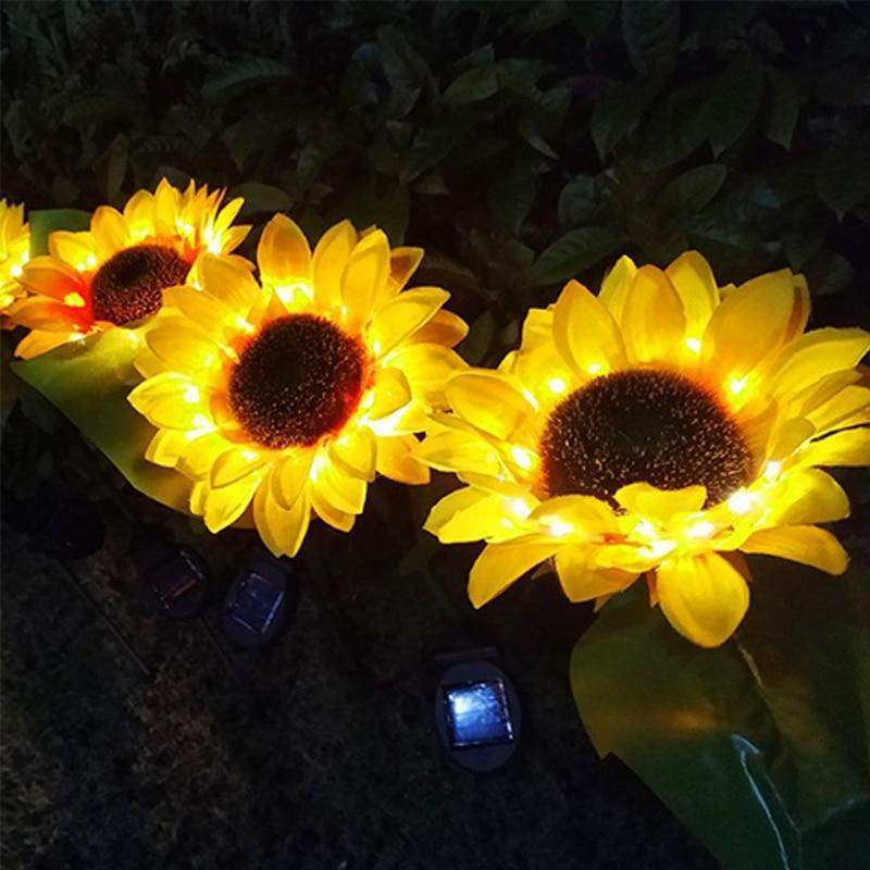 2 Stück Solar-LED-Sonnenblumen