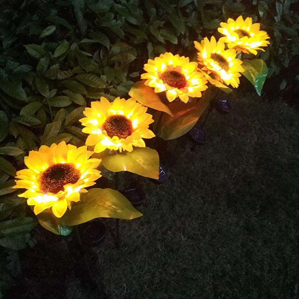 2 Stück Solar-LED-Sonnenblumen