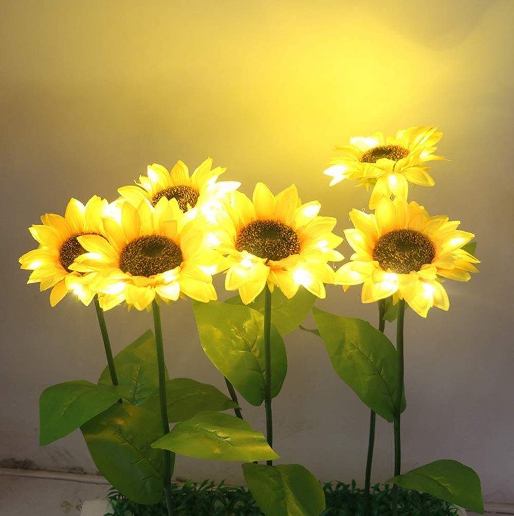 2 Stück Solar-LED-Sonnenblumen