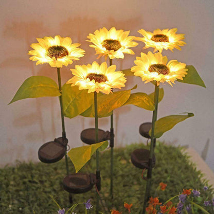 2 Stück Solar-LED-Sonnenblumen